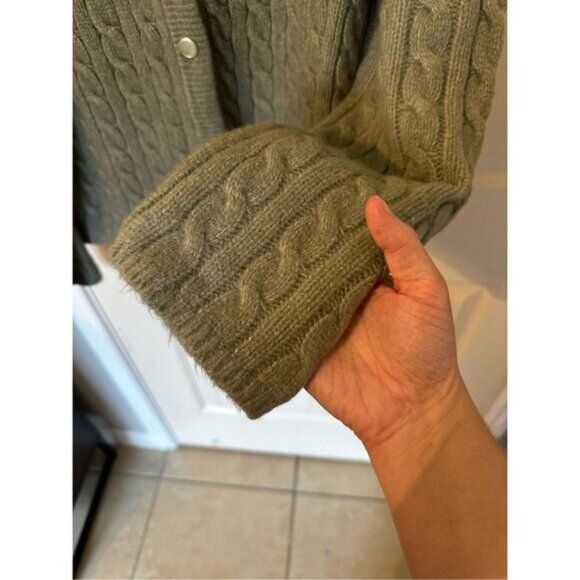 NWT Abercrombie & Fitch Cable Knit Green Gold Button Cardigan Sweater Size XXL - Picture 4 of 8